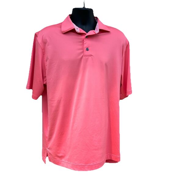 FootJoy Mens Golf Polo Shirt Solid Pink with accent Collar Size Medium - Picture 2 of 8